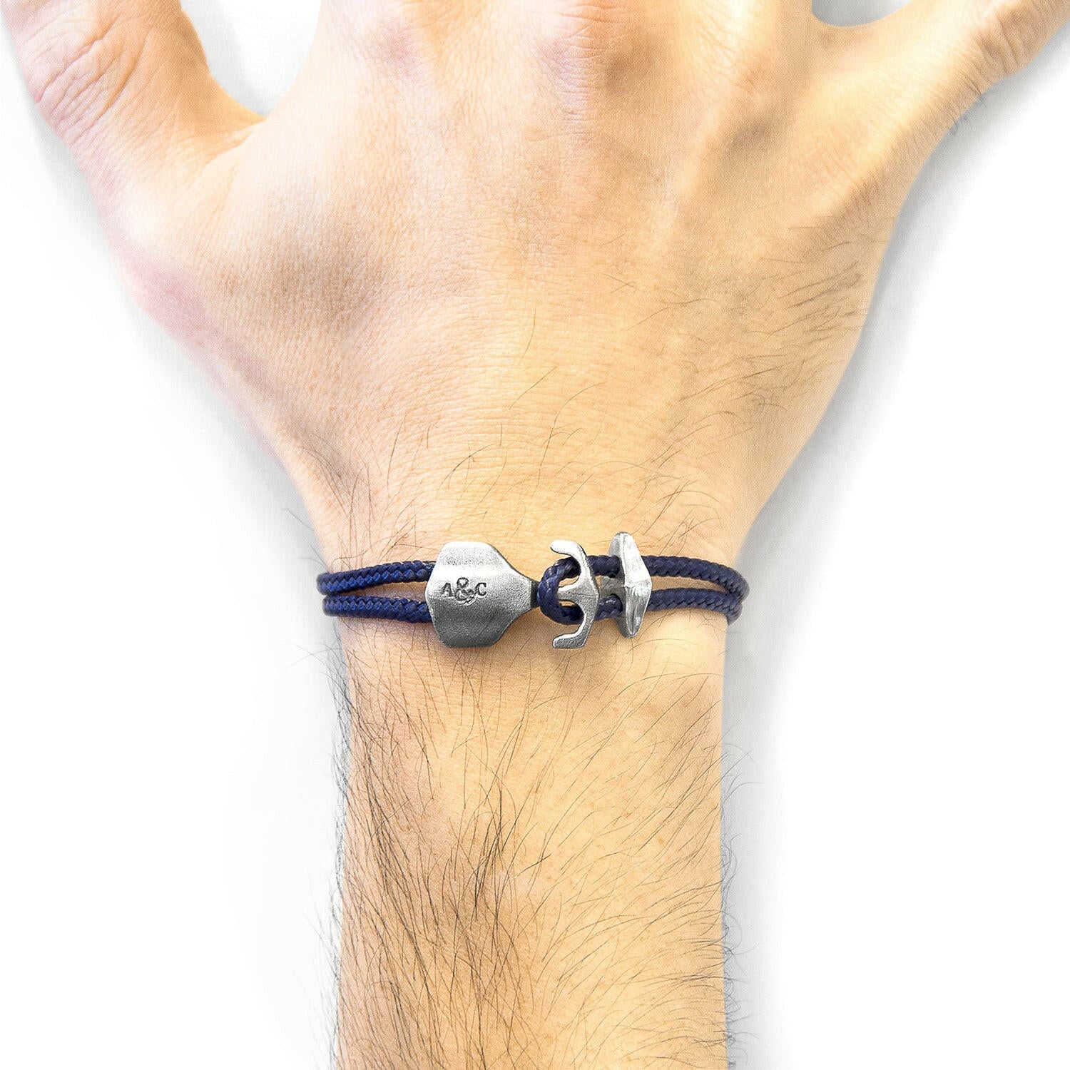 Navy Blue Delta Anchor Silver and Rope Bracelet.