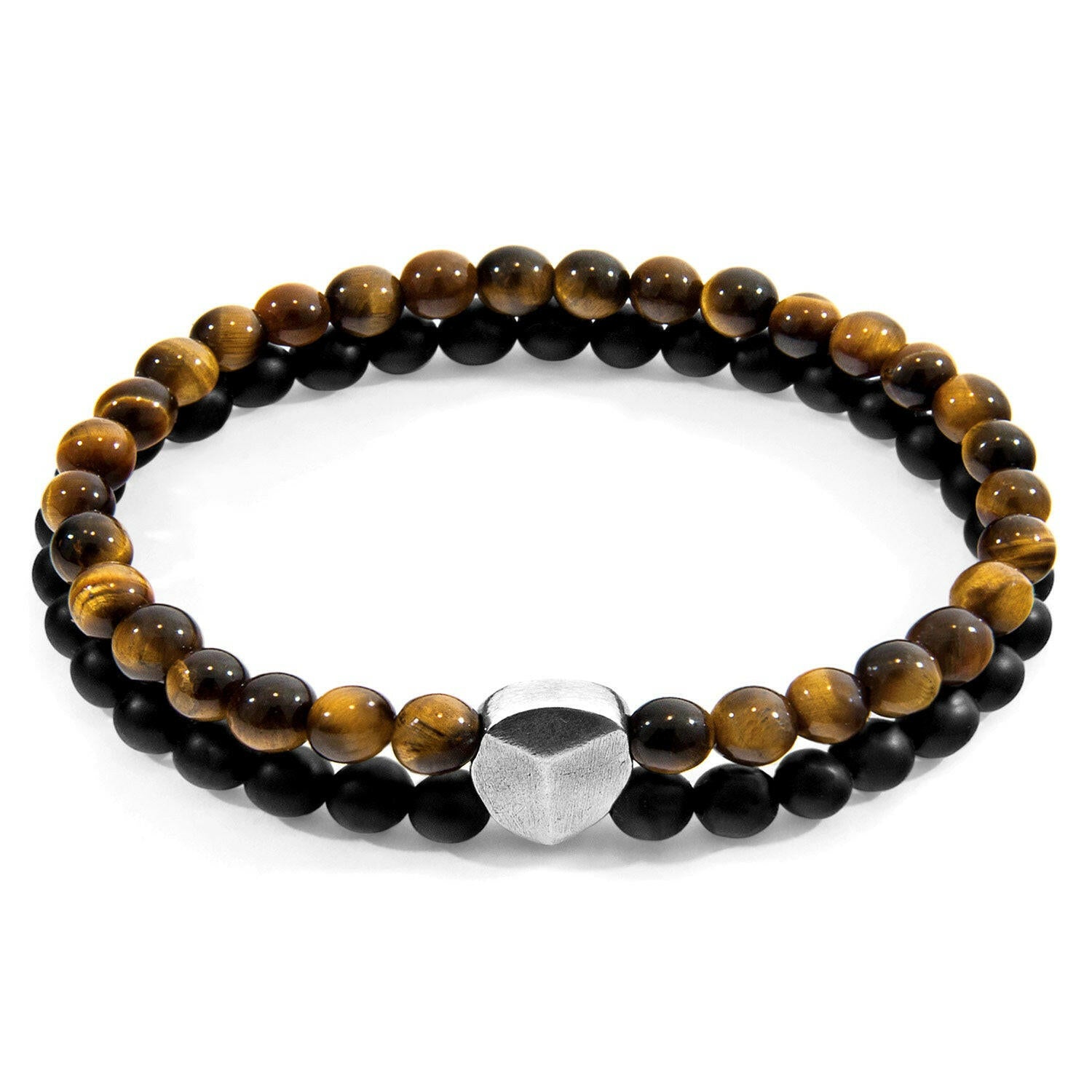 Brown Tigers Eye Iguazu Silver and Stone Bracelet.