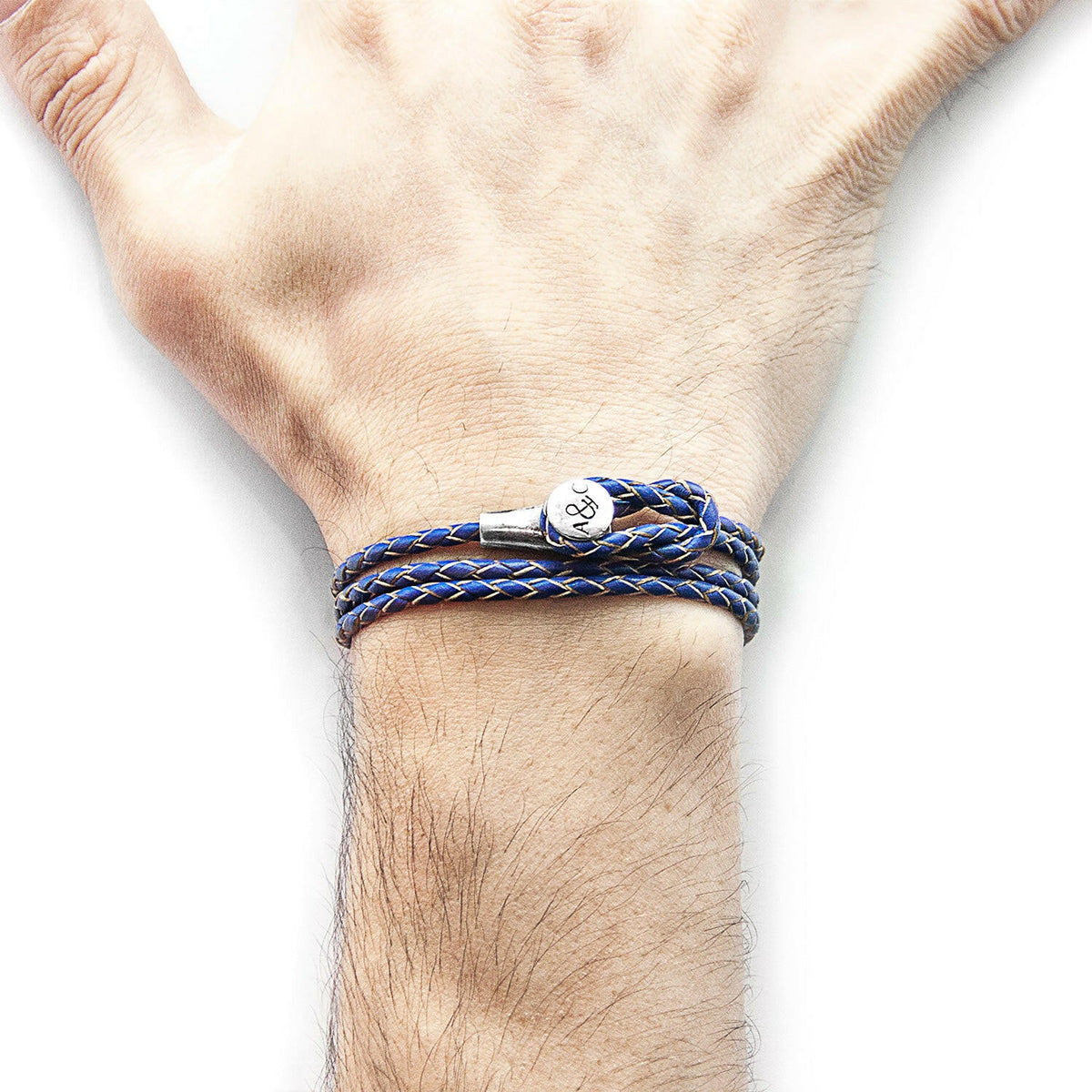 Royal Blue Dundee Silver & Leather Bracelet.