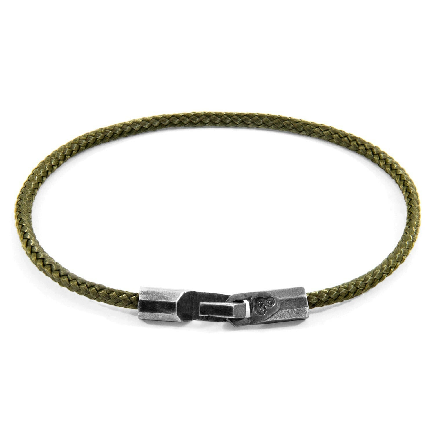 Khaki Green Talbot Silver and Rope Bracelet.