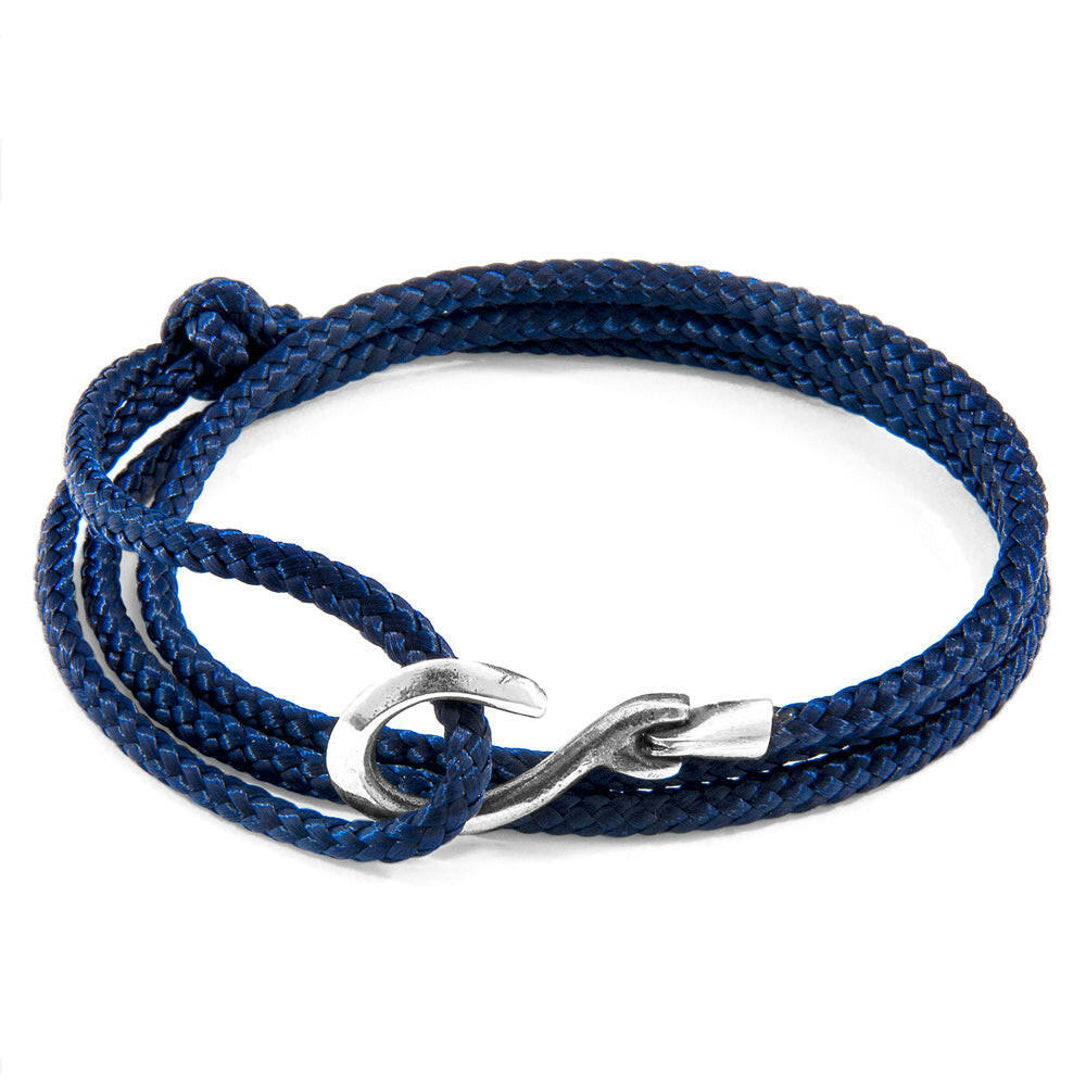 Navy Blue Heysham Silver and Rope Bracelet.