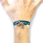 Ocean Blue Clyde Anchor Silver and Rope Bracelet.