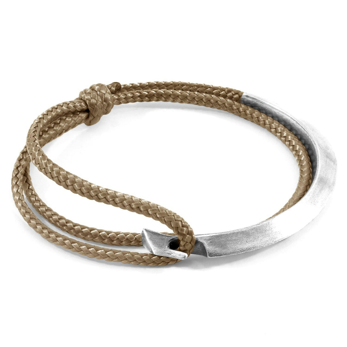 Sand Brown Hove Silver and Rope Bracelet.