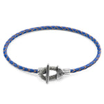 Royal Blue Cullen Silver and Braided Leather Bracelet.