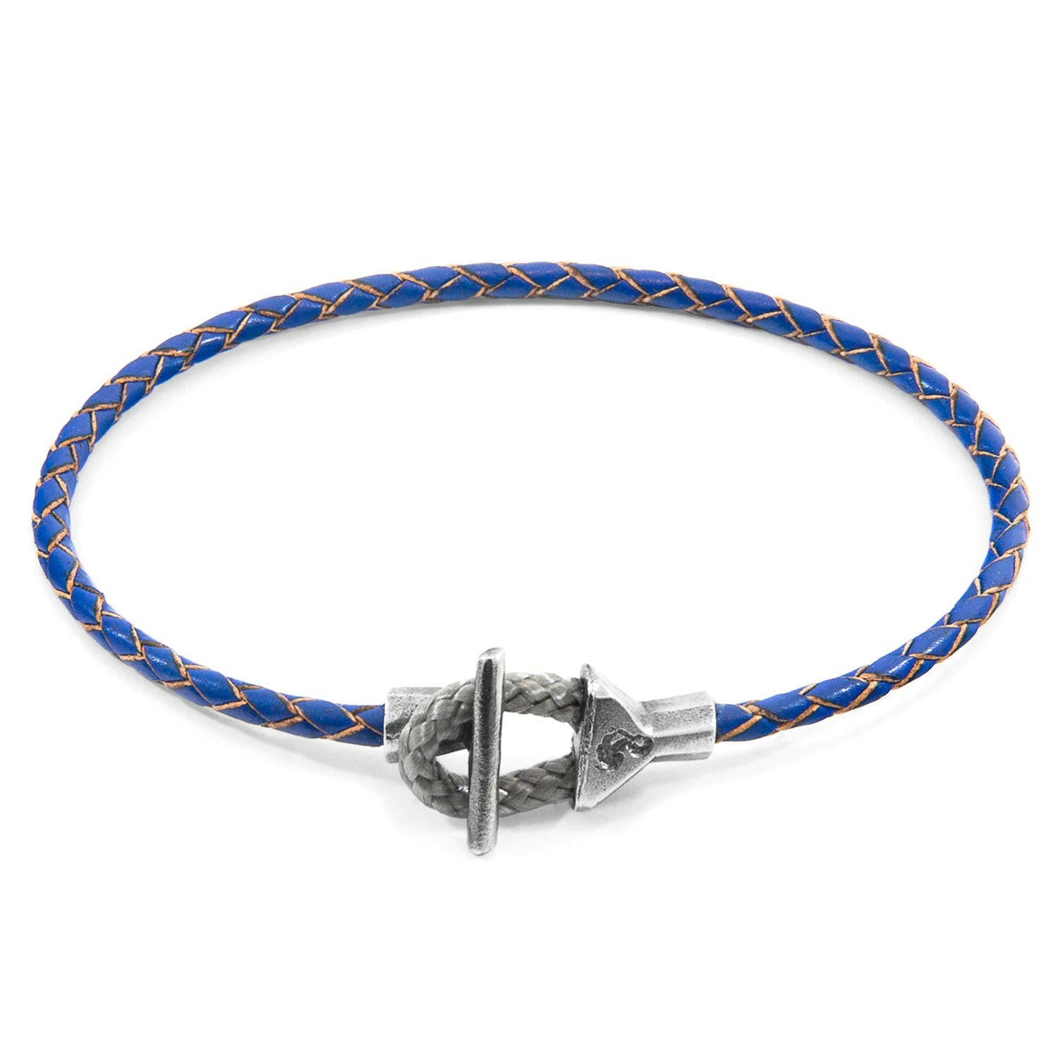 Royal Blue Cullen Silver and Braided Leather Bracelet.