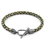 Petrol Green Jura Silver and Braided Leather Bracelet - Selectique 