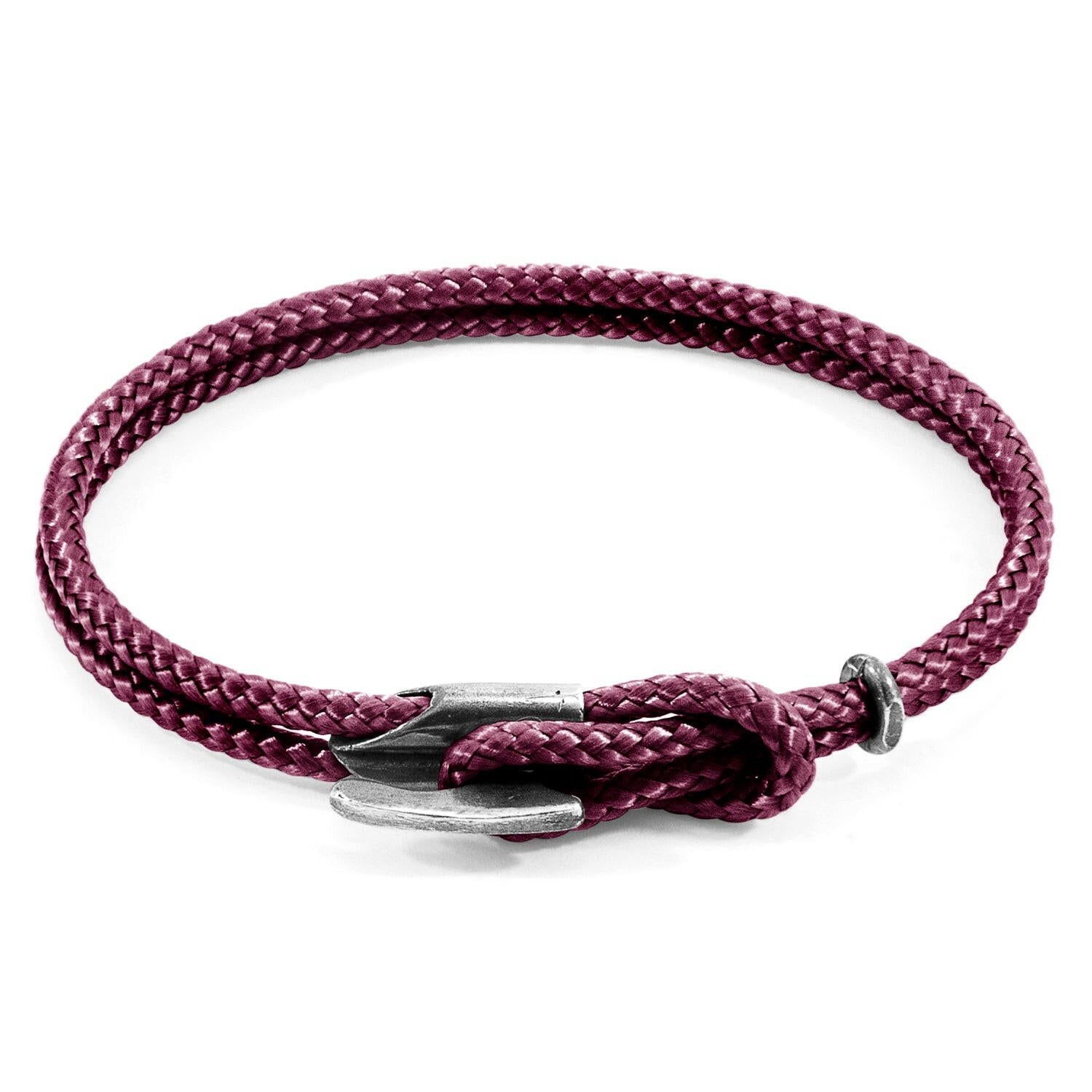 Aubergine Purple Padstow Silver and Rope Bracelet.