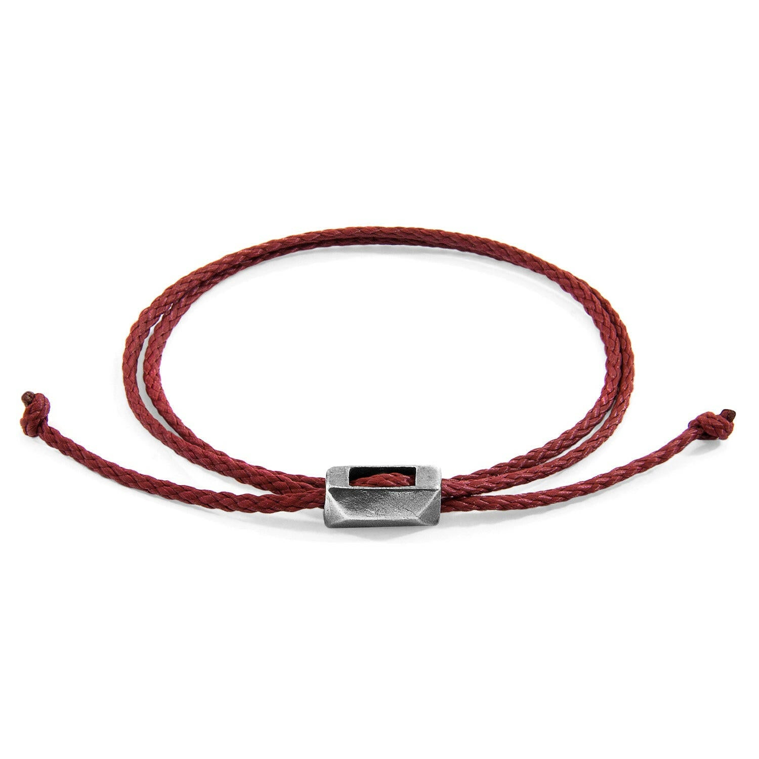 Burgundy Red Edward Silver and Rope SKINNY Bracelet.