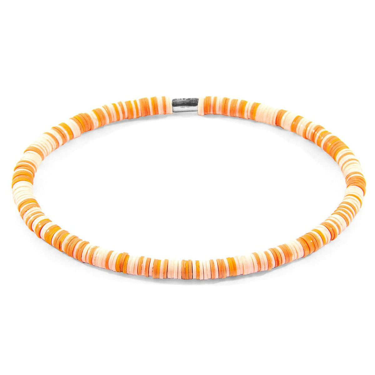 Orange - Peach Benjamin Silver and Vinyl Disc SKINNY Bracelet.