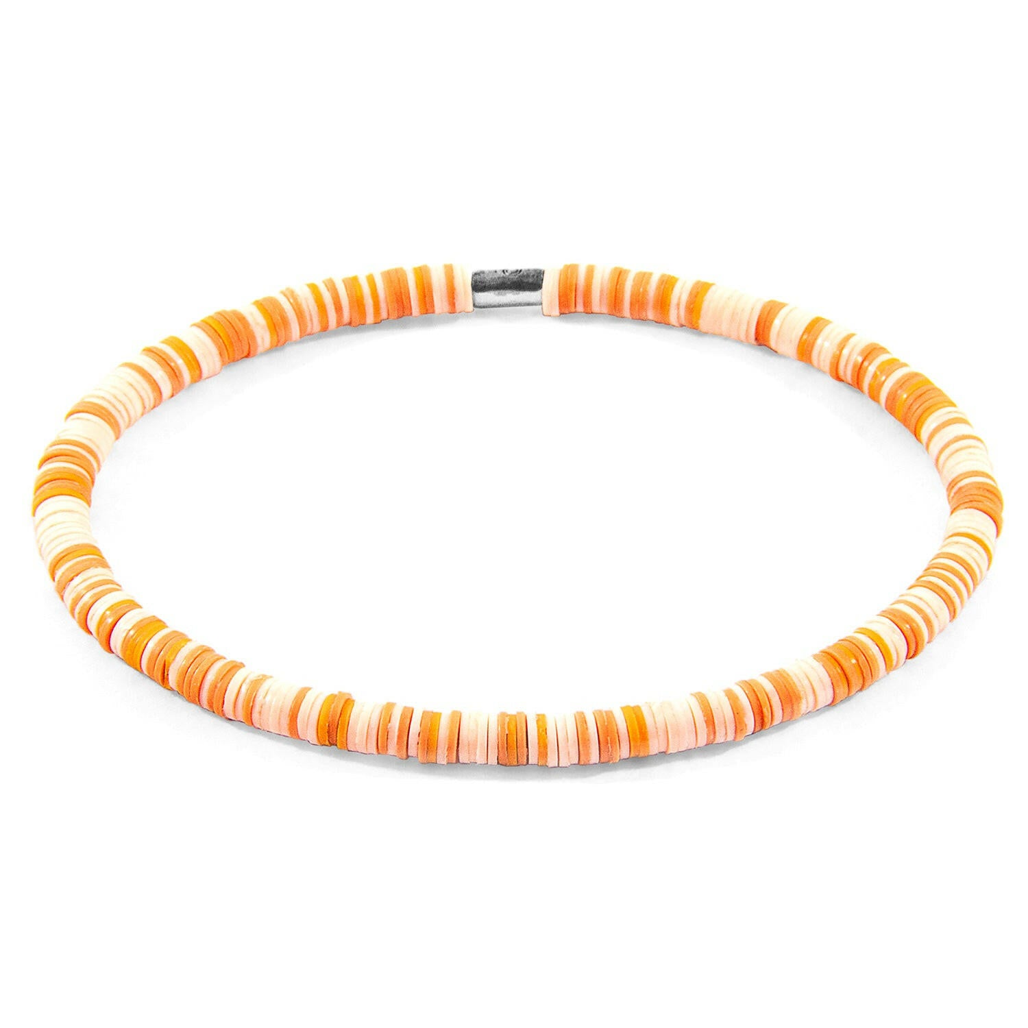 Orange - Peach Benjamin Silver and Vinyl Disc SKINNY Bracelet.