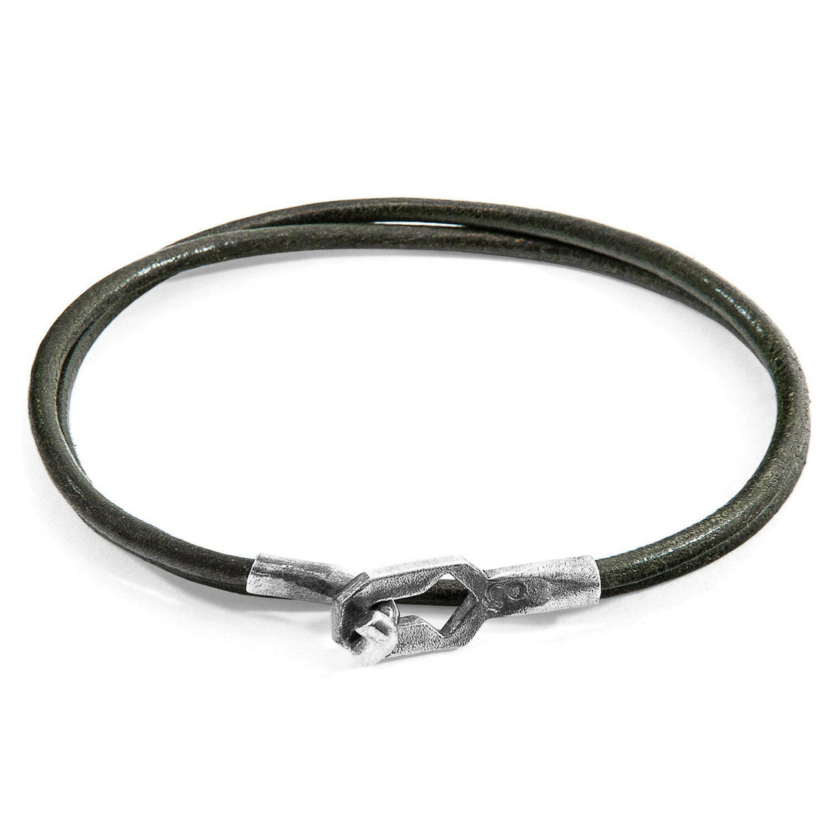 Racing Green Tenby Silver & Leather Bracelet.