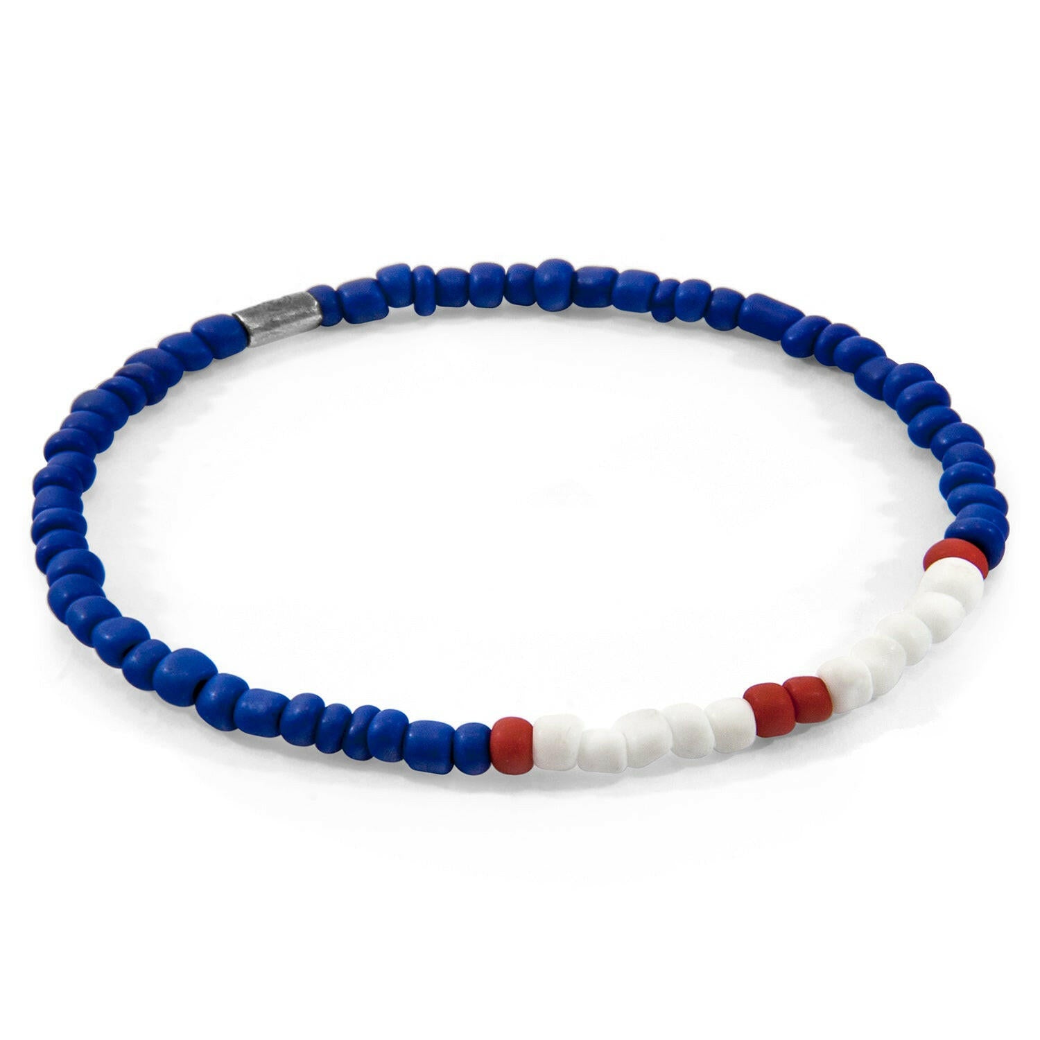 Red - Blue Henry Silver and Glass SKINNY Bracelet.