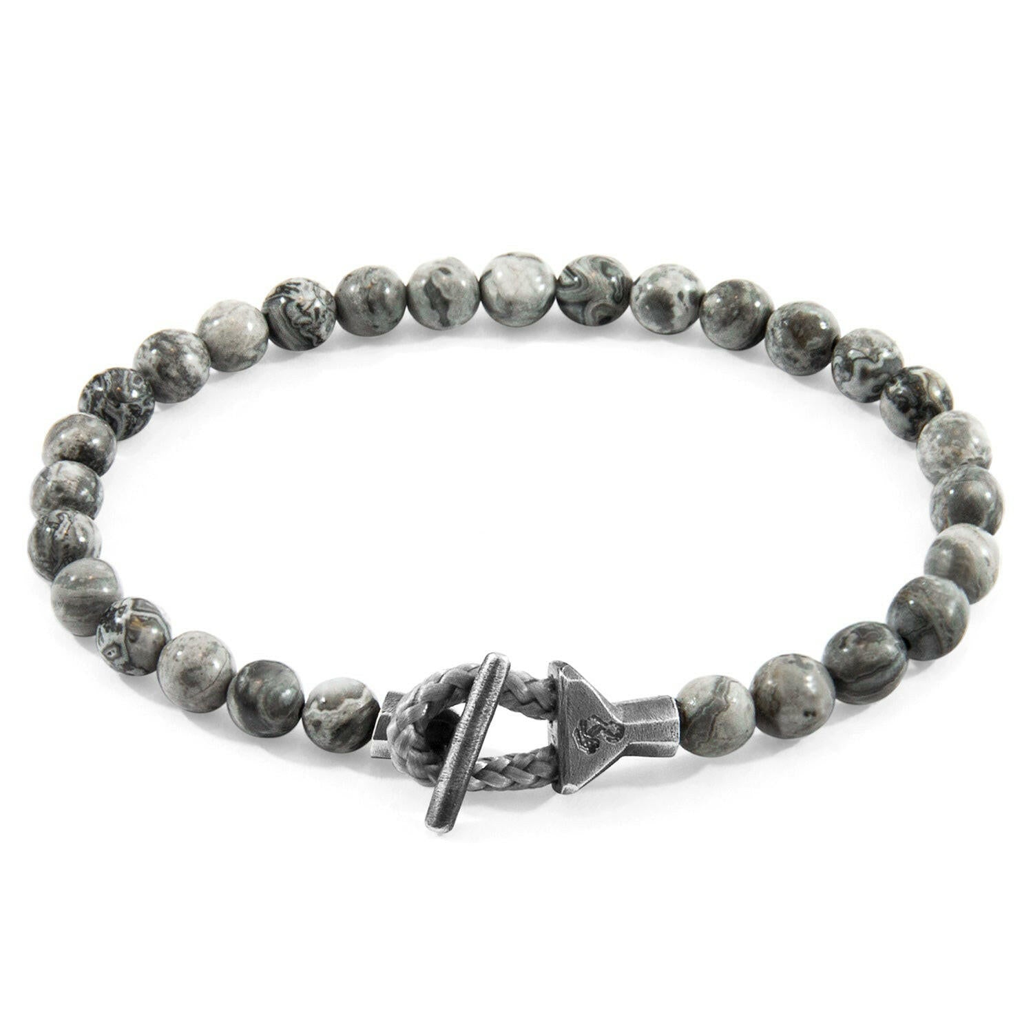 Grey Jasper Mantaro Silver and Stone Bracelet.