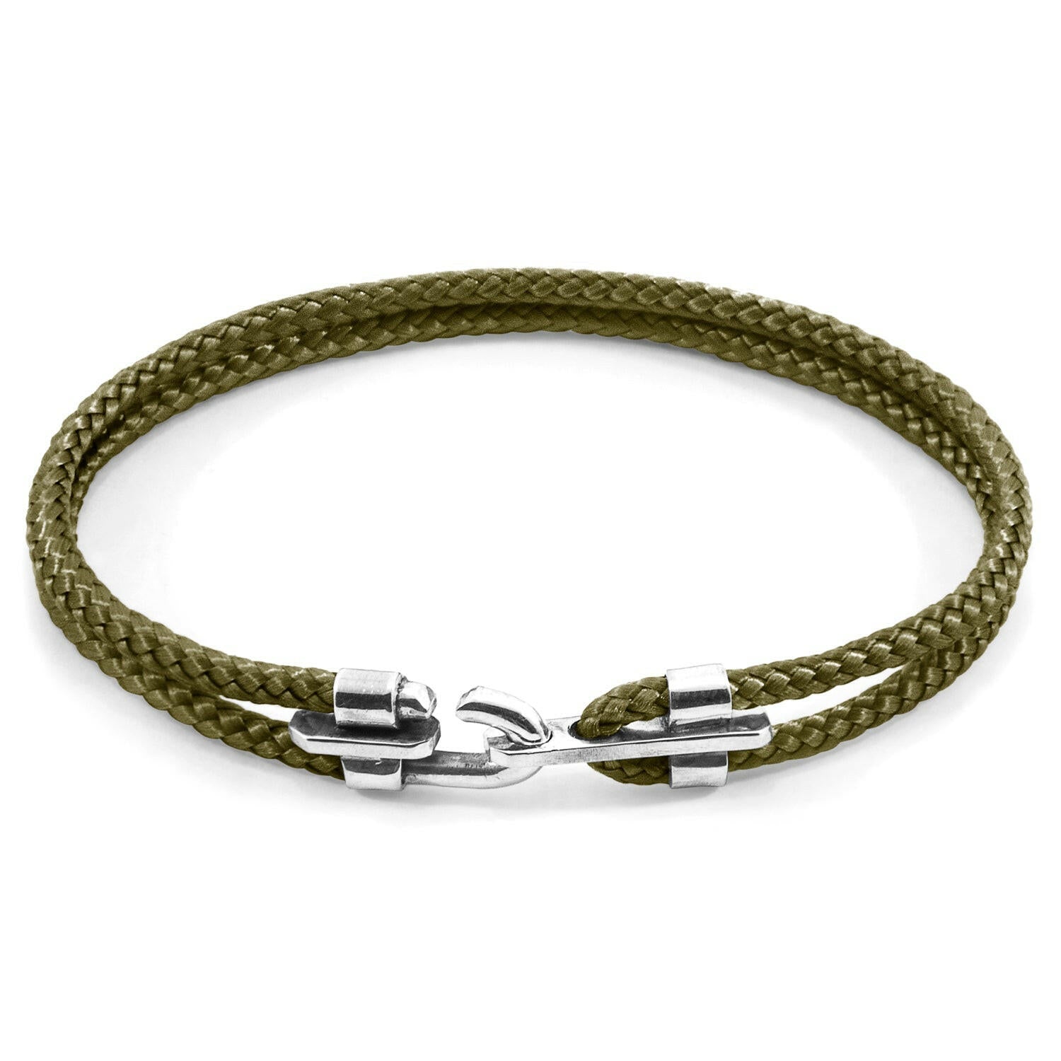 Khaki Green Canterbury Silver and Rope Bracelet.