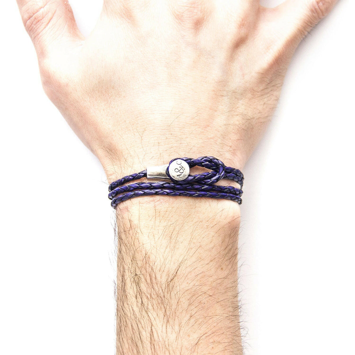 Grape Purple Dundee Silver & Leather Bracelet.