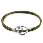 Khaki Green Montrose Silver and Rope Bracelet.