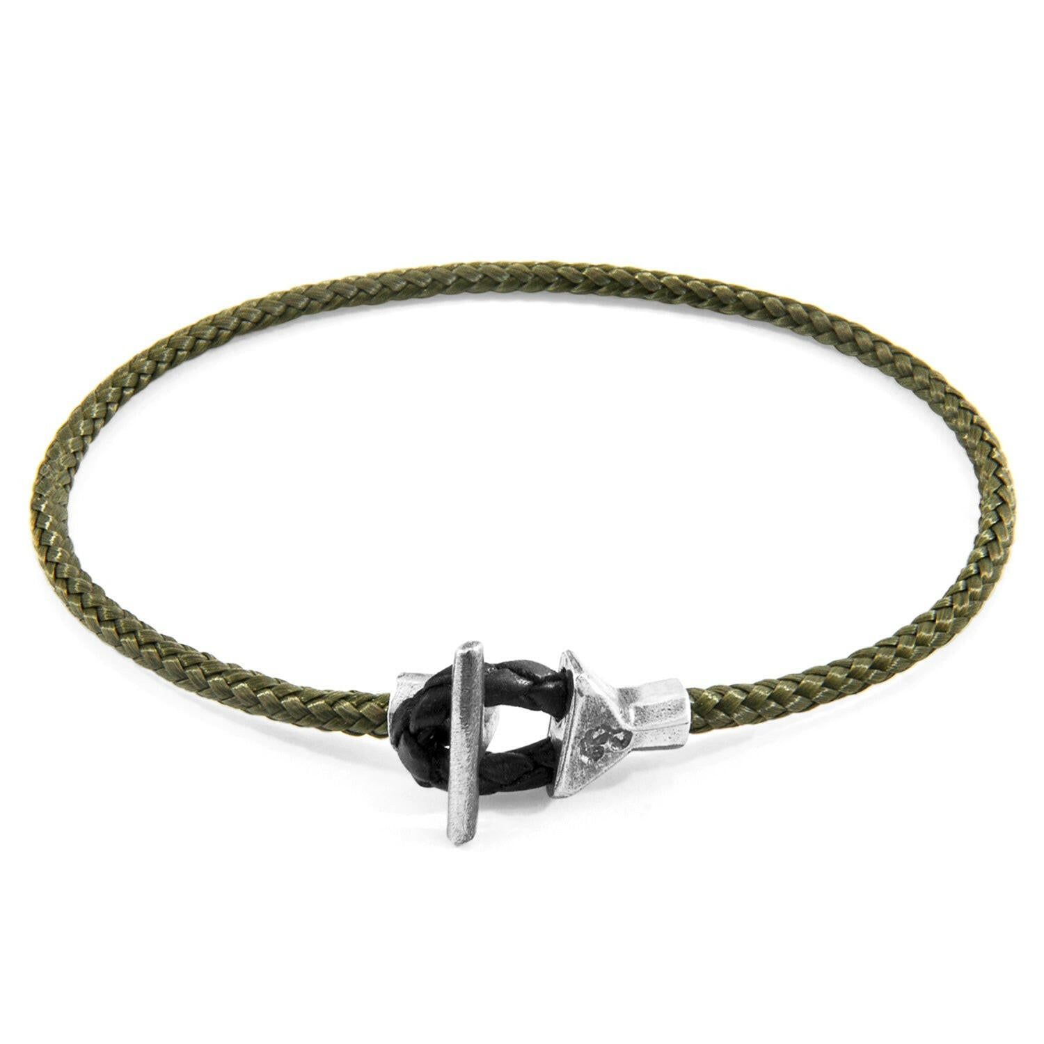 Khaki Green Cullen Silver and Rope Bracelet.