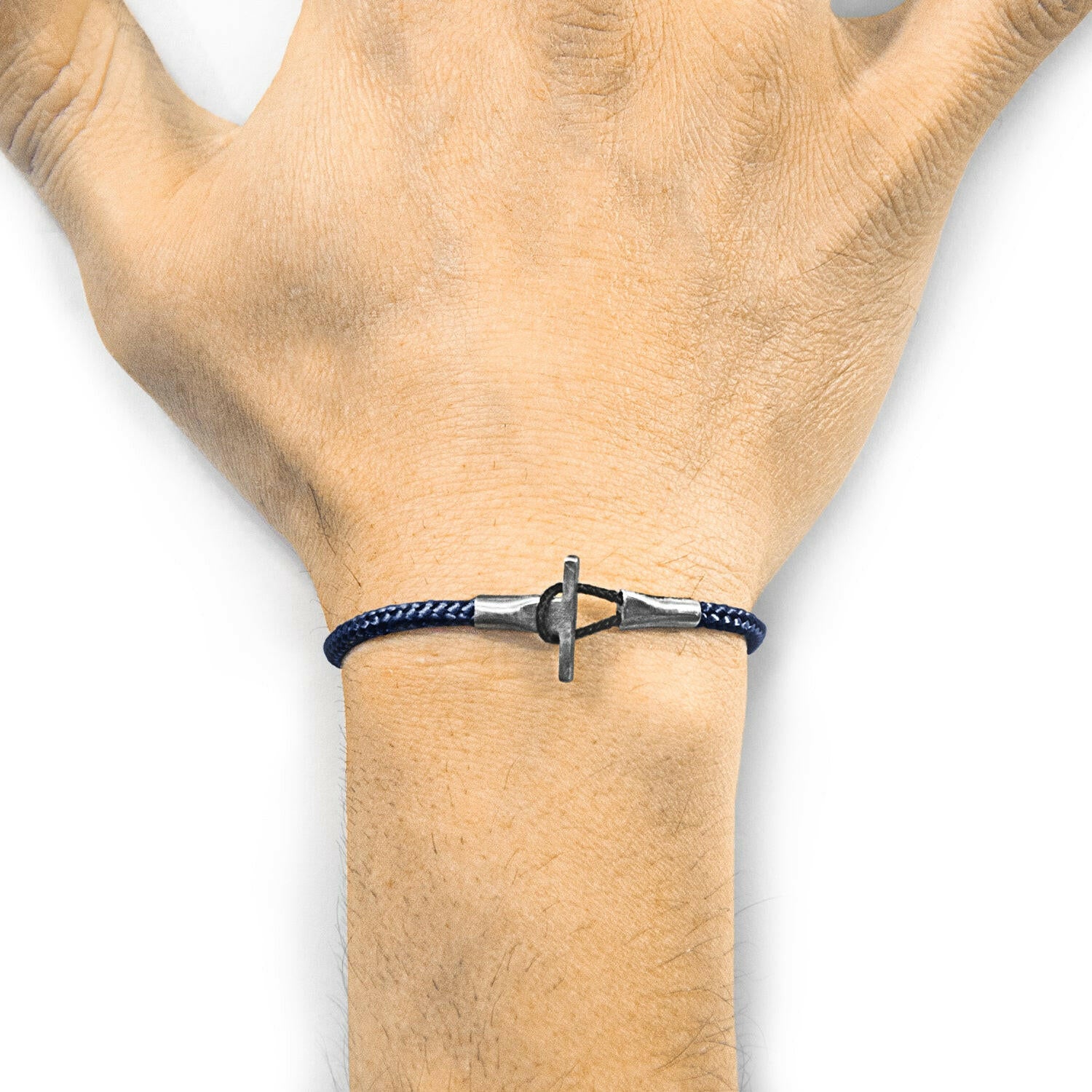 Navy Blue Cambridge Silver and Rope Bracelet.