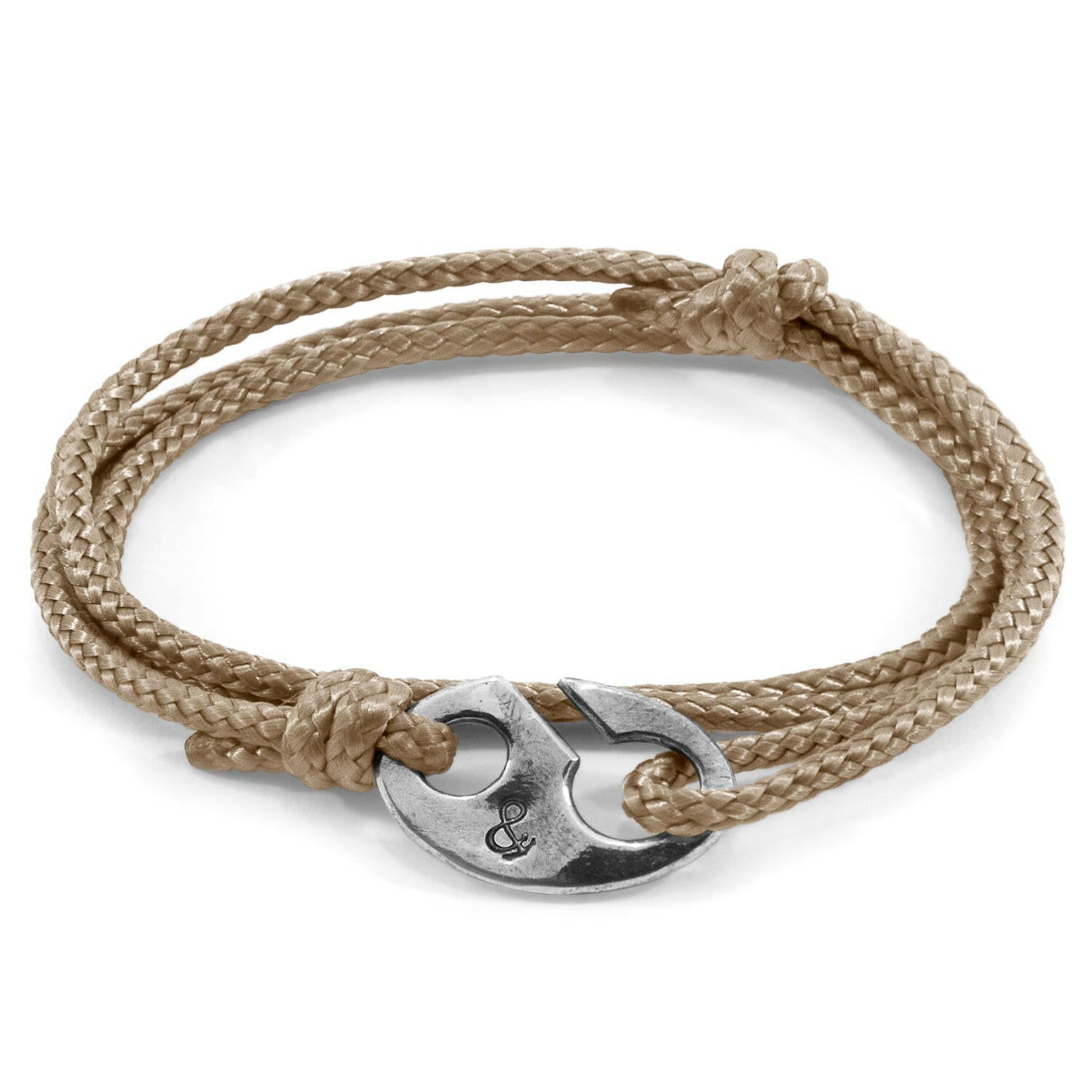 Sand Brown Windsor Silver and Rope Bracelet.