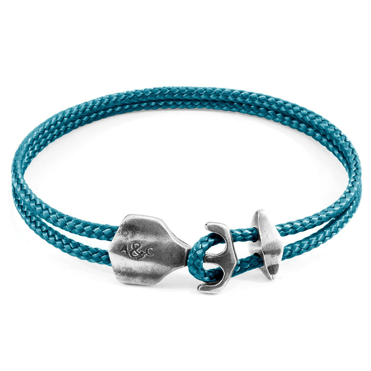 Ocean Blue Delta Anchor Silver and Rope Bracelet.