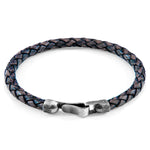 Indigo Blue Skye Silver and Braided Leather Bracelet - Selectique 