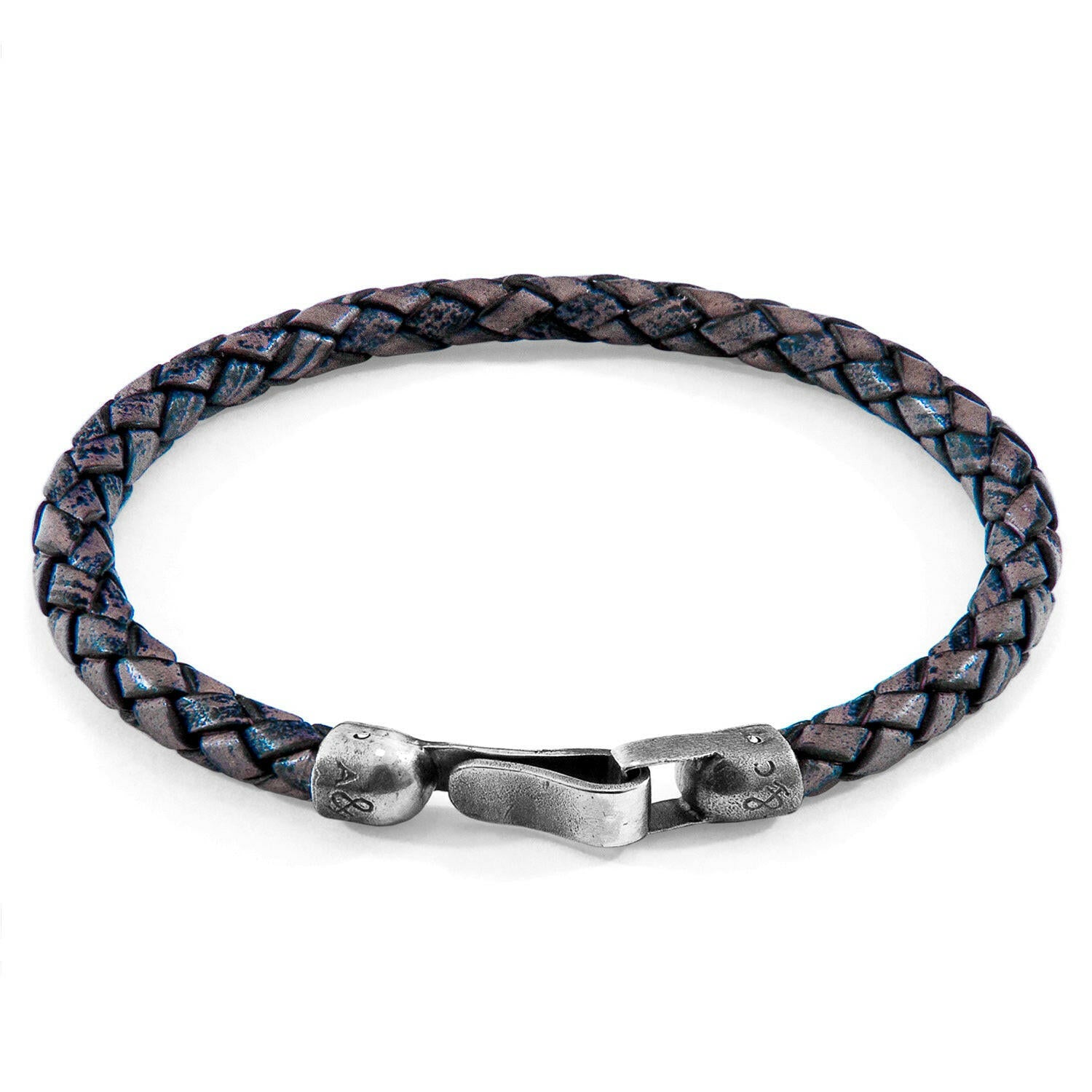 Indigo Blue Skye Silver and Braided Leather Bracelet.