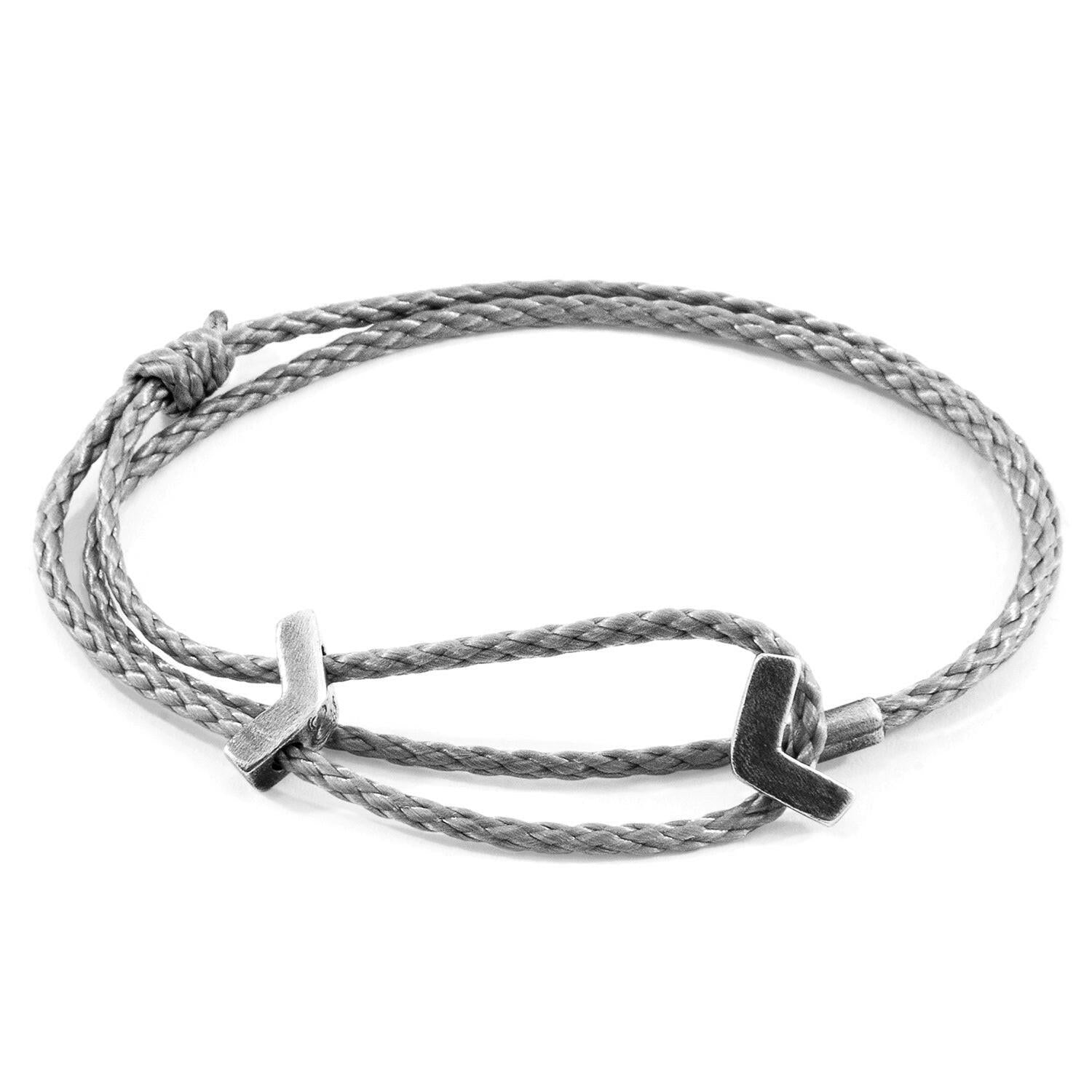 Classic Grey William Silver and Rope SKINNY Bracelet.