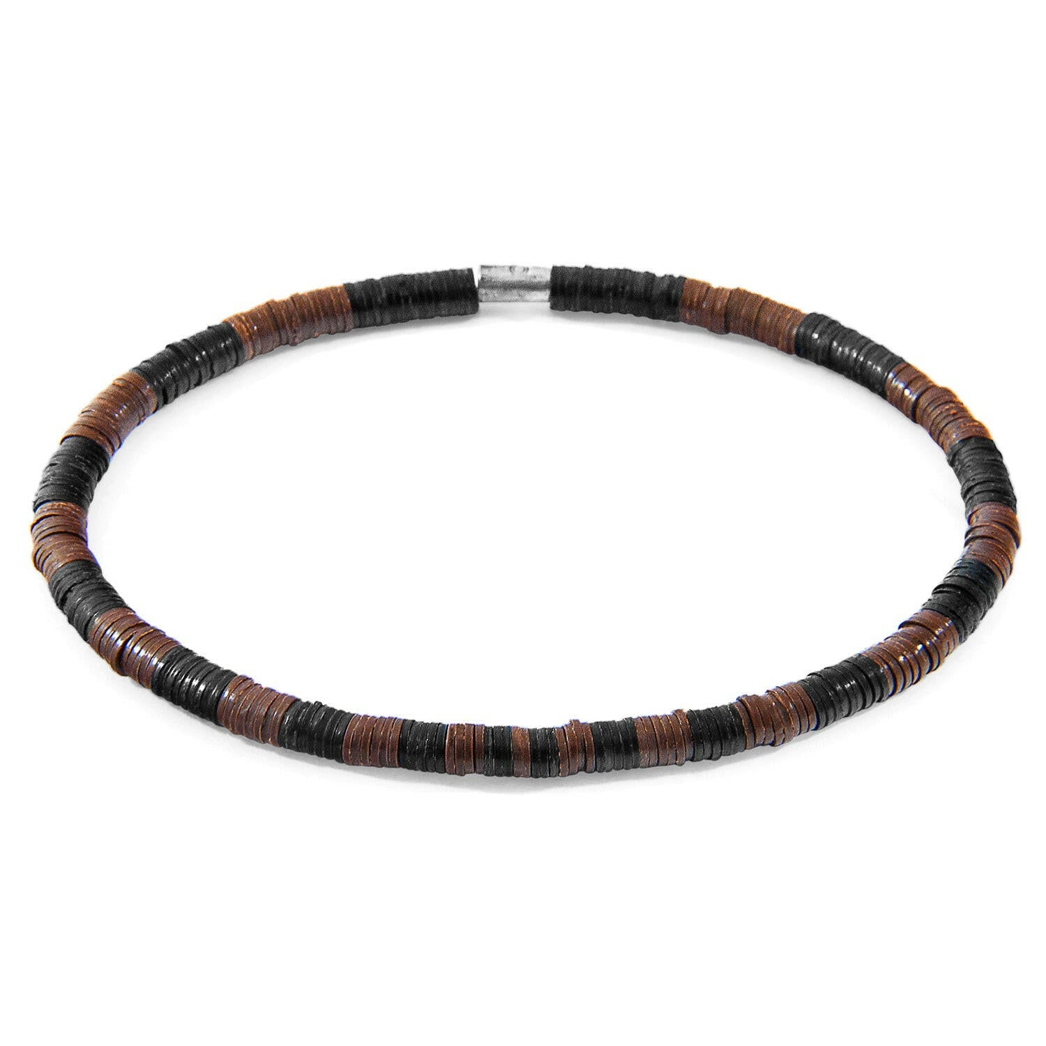 Brown - Black Noah Silver and Vinyl Disc SKINNY Bracelet.