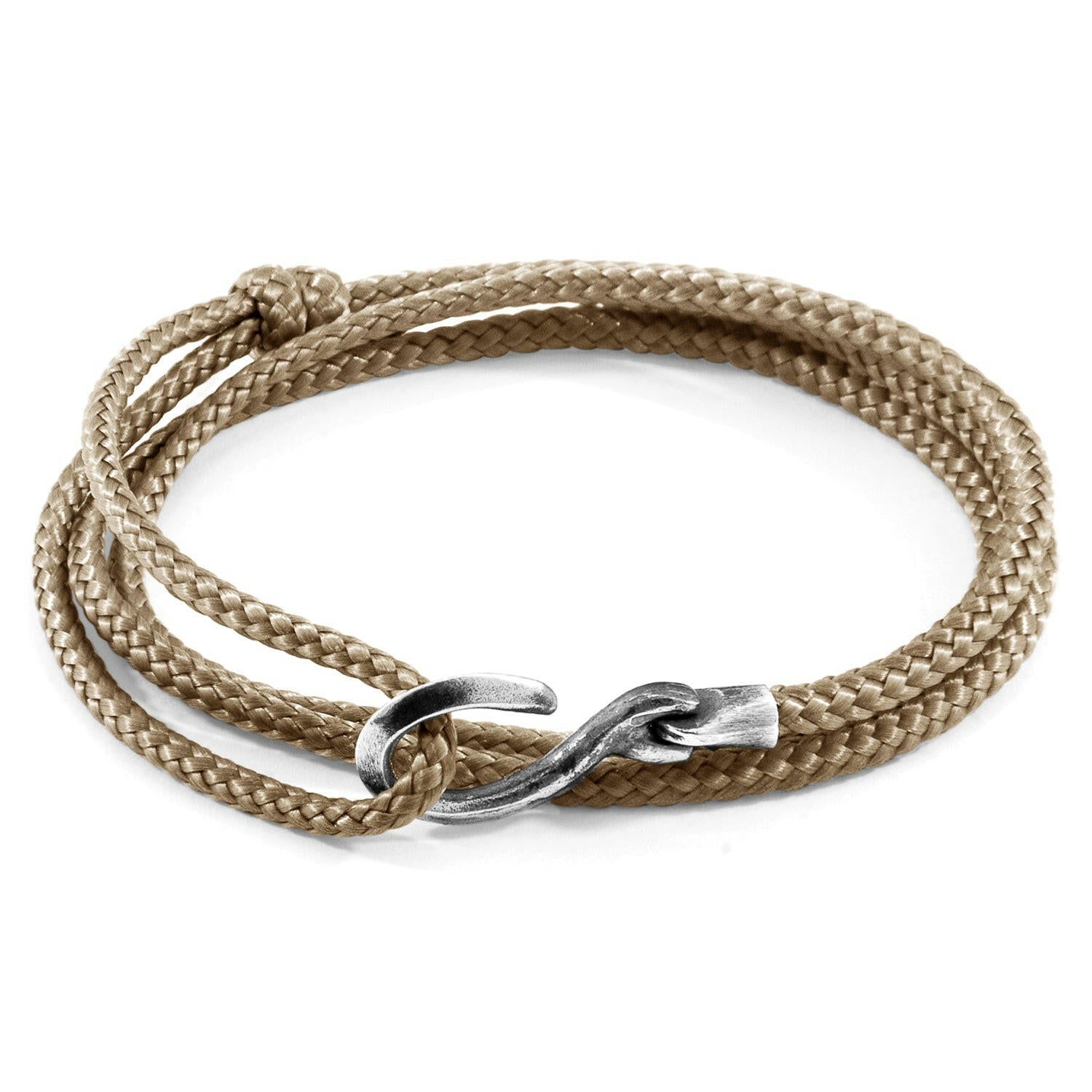 Sand Brown Heysham Silver and Rope Bracelet.