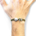 Khaki Green Delta Anchor Silver and Rope Bracelet - Selectique 