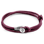 Aubergine Purple Dundee Silver and Rope Bracelet.