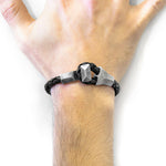 Midnight Black Alderney Silver and Braided Leather Bracelet - Selectique 