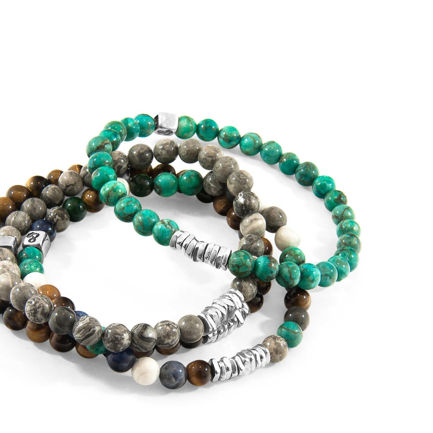 Grey Jasper Atrato Silver and Stone Bracelet.