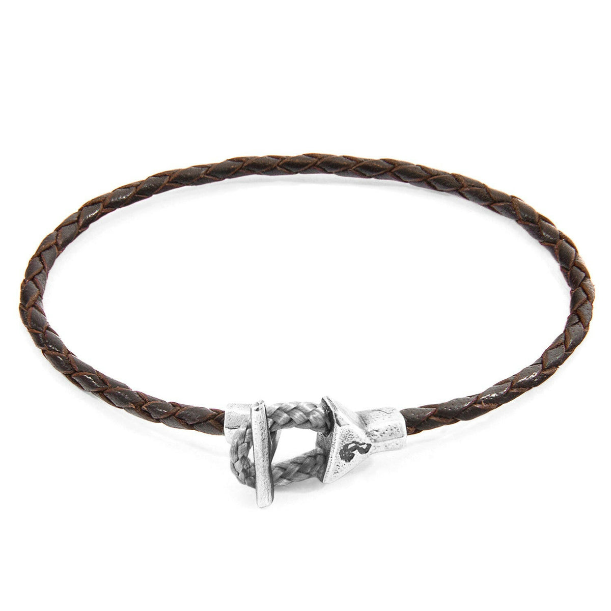 Dark Brown Cullen Silver and Braided Leather Bracelet.