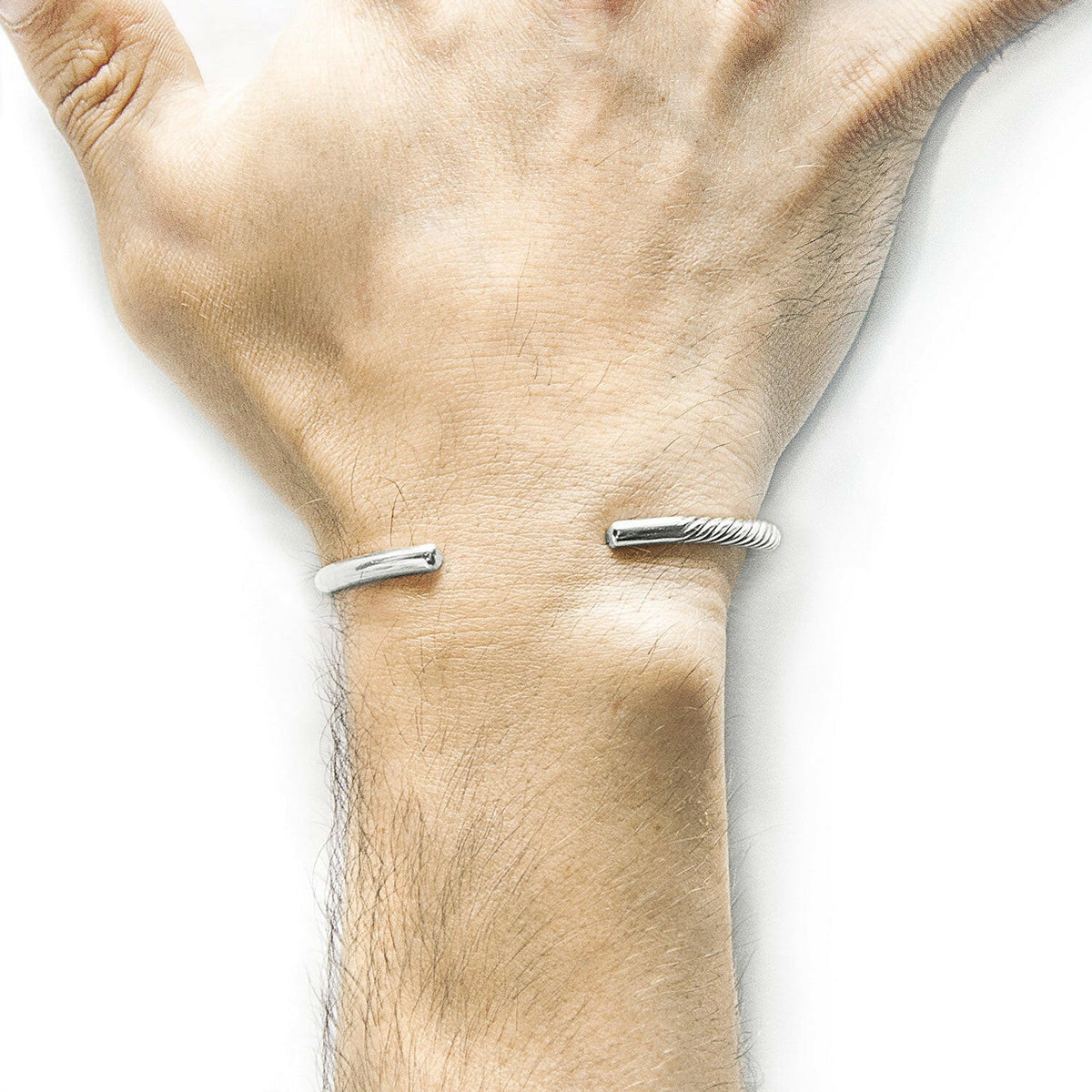 Byron Quarter Rope Wayfarer Silver Bangle.