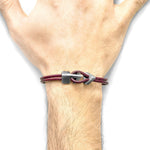 Bordeaux Red Brixham Silver & Leather Bracelet.