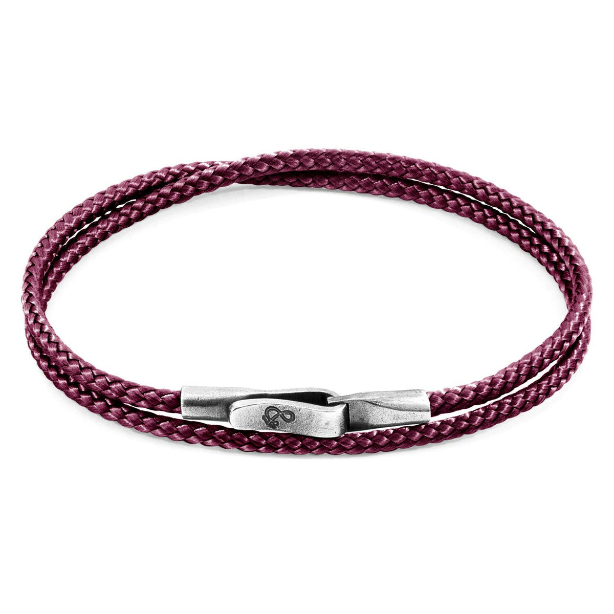 Aubergine Purple Liverpool Silver and Rope Bracelet.