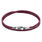 Aubergine Purple Liverpool Silver and Rope Bracelet.