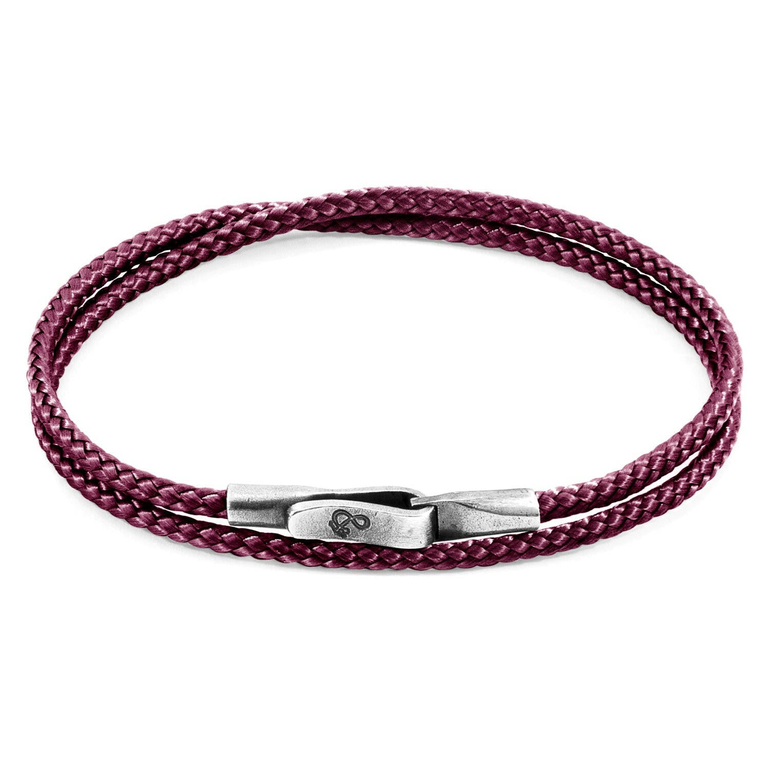 Aubergine Purple Liverpool Silver and Rope Bracelet.