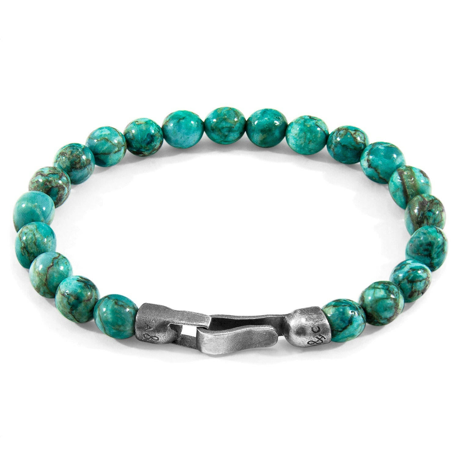 Blue Turquoise Nachi Silver and Stone Beaded Bracelet.