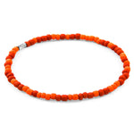 Red - Orange Jack Silver and Glass SKINNY Bracelet.