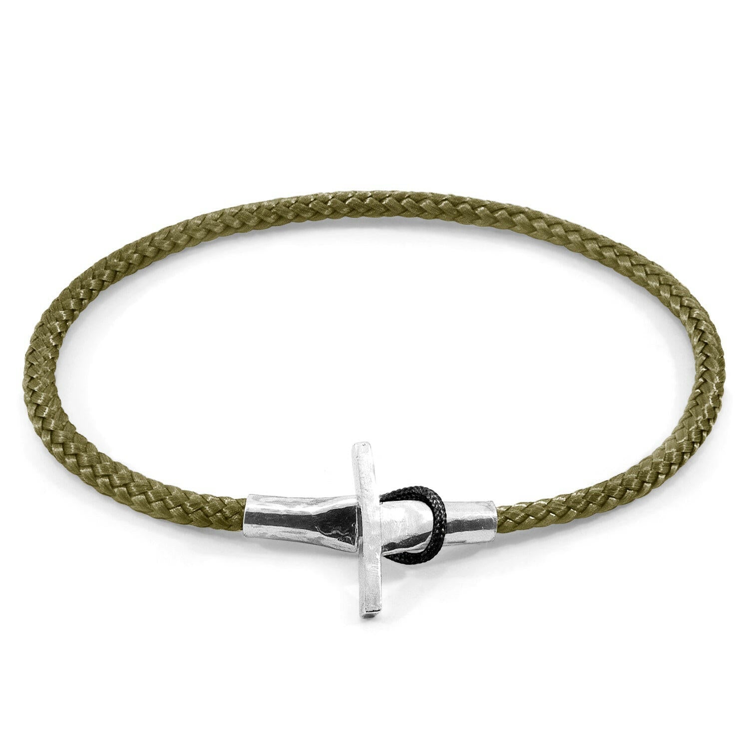 Khaki Green Cambridge Silver and Rope Bracelet.