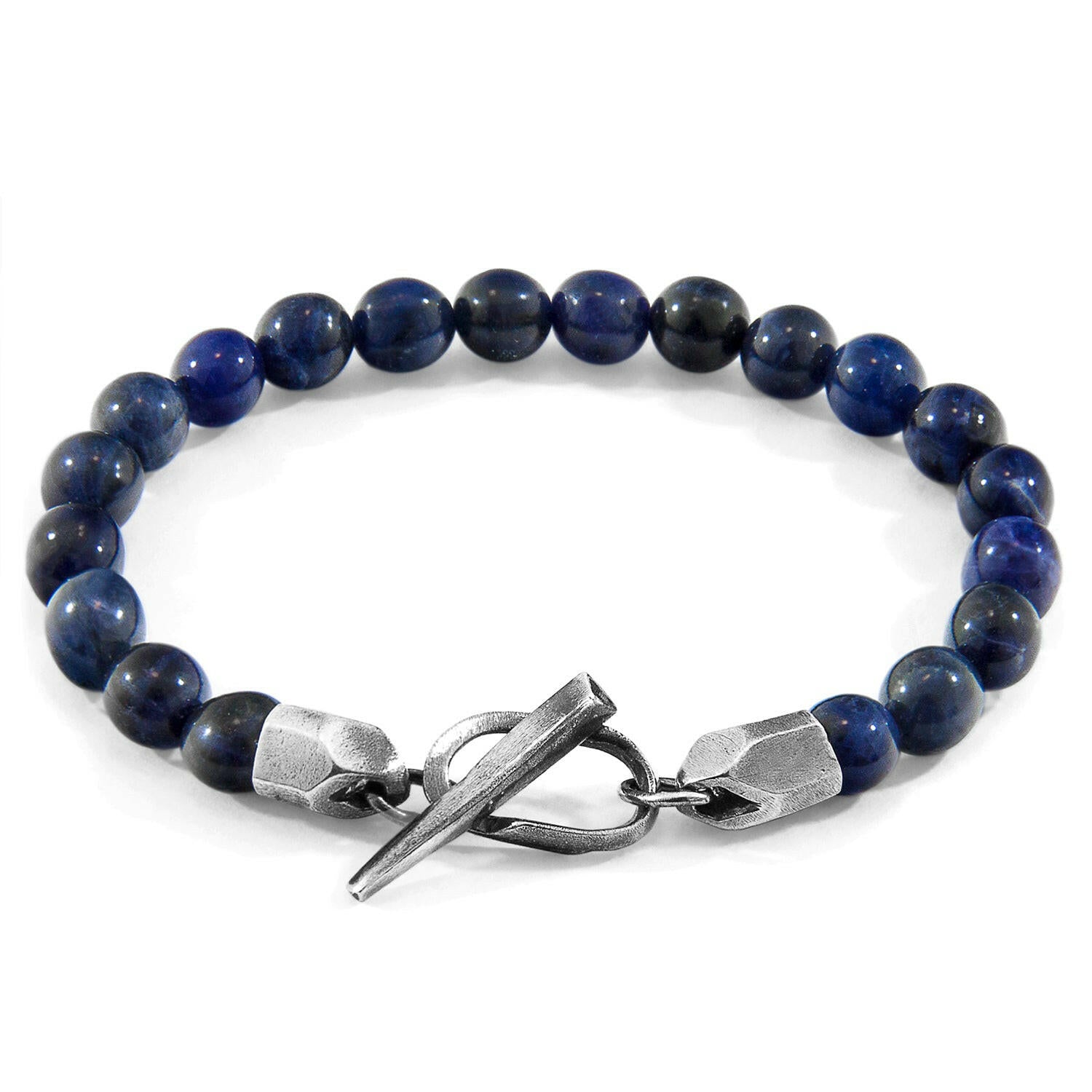 Blue Sodalite Tinago Silver and Stone Beaded Bracelet.