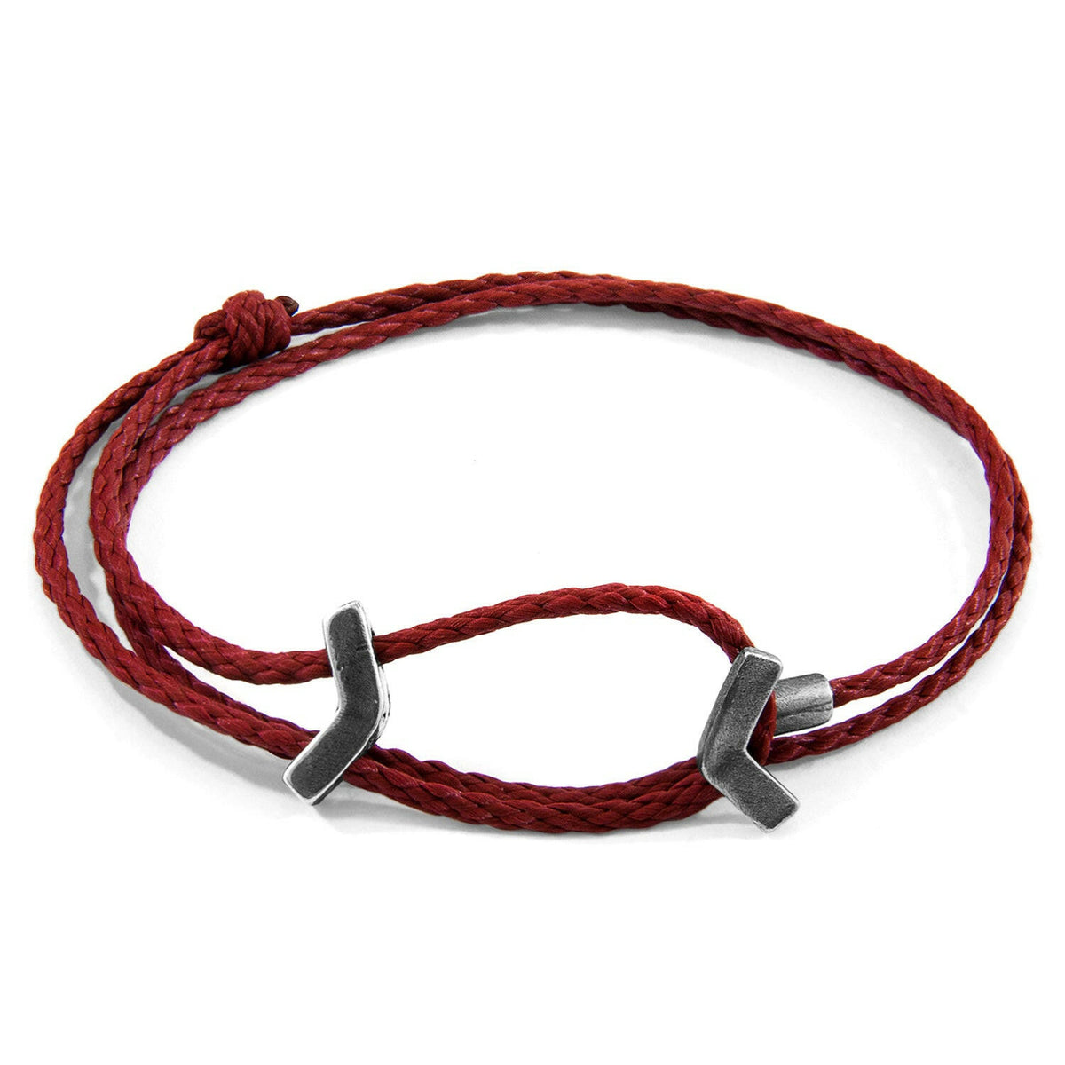 Burgundy Red William Silver and Rope SKINNY Bracelet.