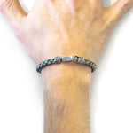 Petrol Green Skye Silver and Braided Leather Bracelet - Selectique 