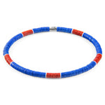 Blue - Red Finley Silver and Vinyl Disc SKINNY Bracelet.