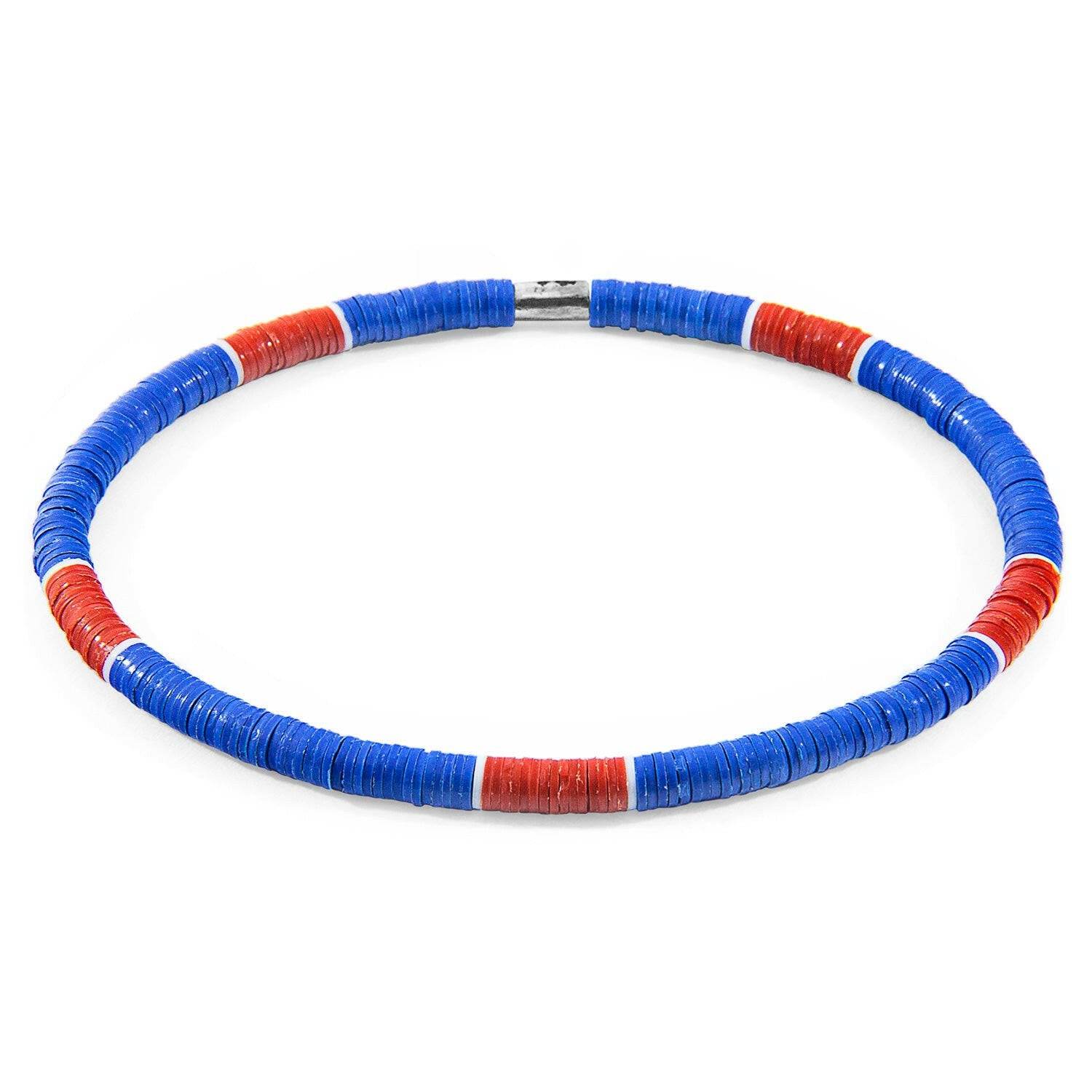 Blue - Red Finley Silver and Vinyl Disc SKINNY Bracelet.