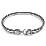 Shadow Grey Gallant Mast Silver and Round Leather Bracelet.