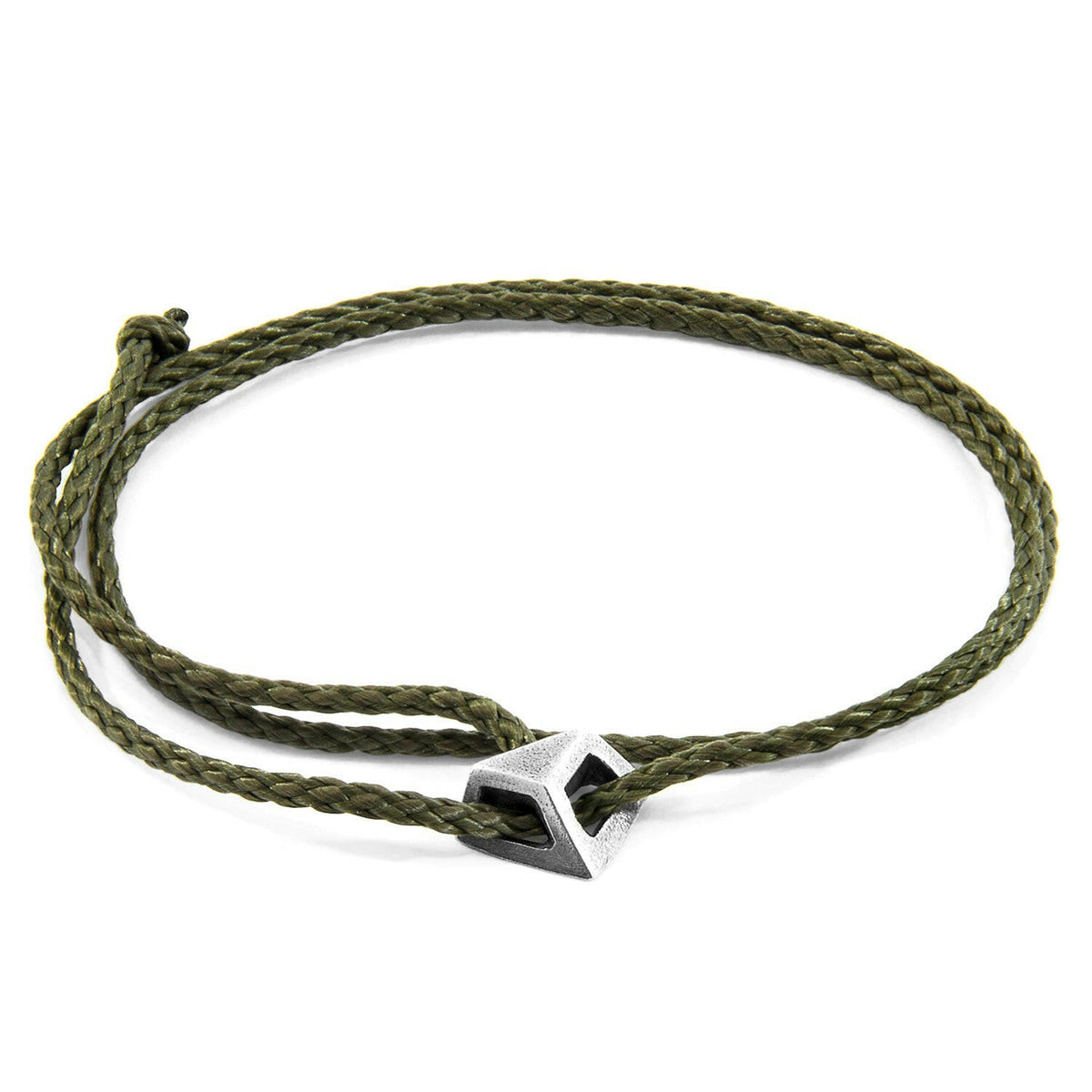 Khaki Green Arthur Silver and Rope SKINNY Bracelet.