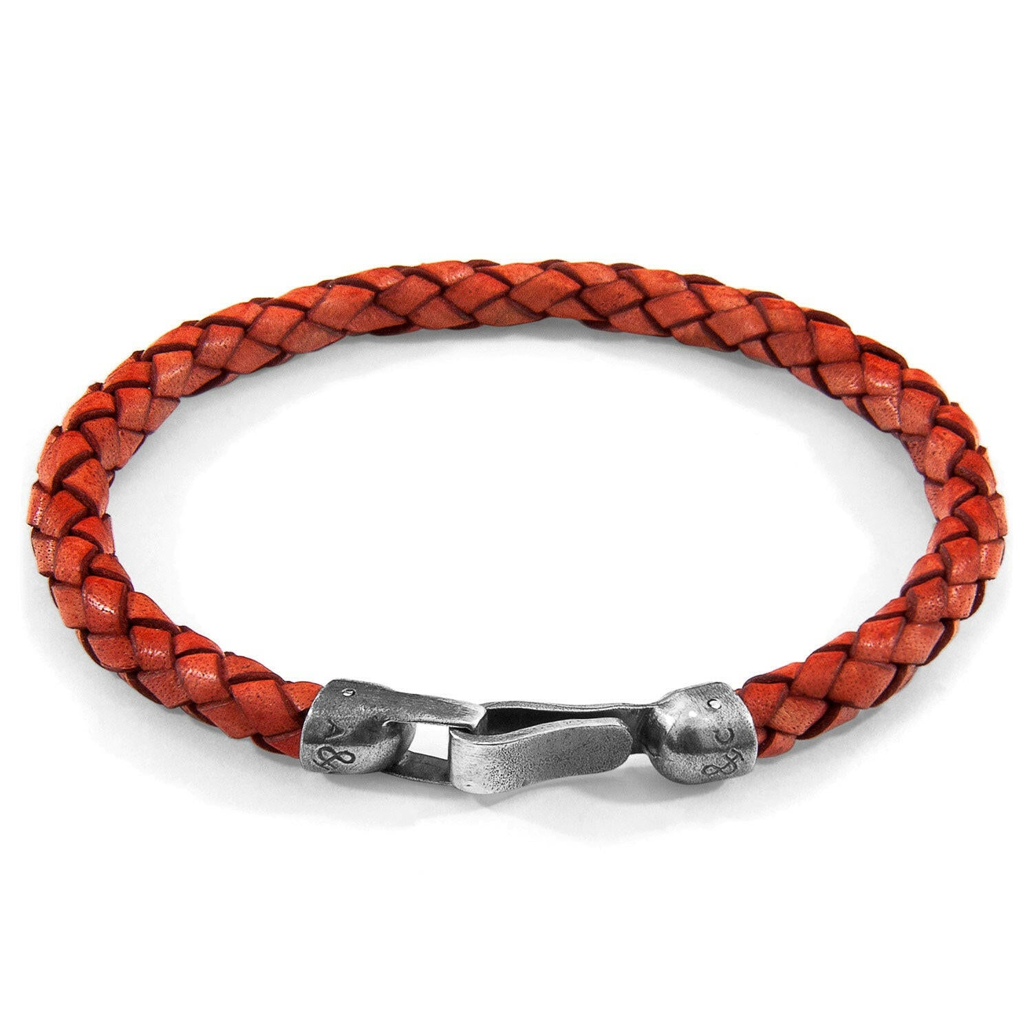 Amber Red Skye Silver and Braided Leather Bracelet.